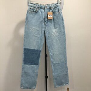 NWT REFORMATION Tahoe Wash CYNTHIA Patch High Rise Straight Button Fly Jeans